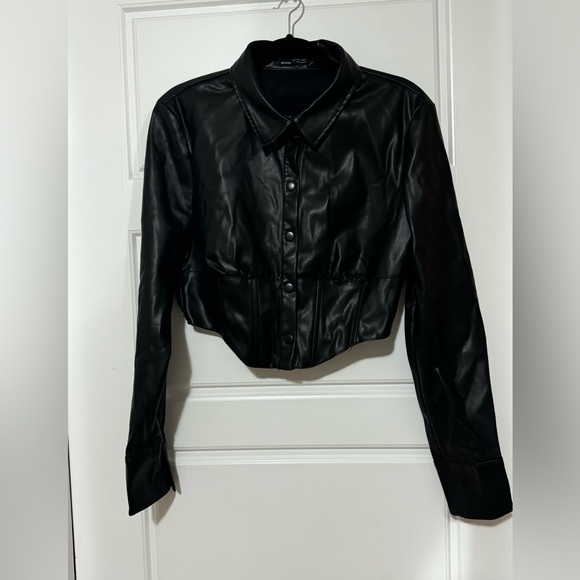 Bershka Cropped Faux Jacket Size L - Picture 2 of 4
